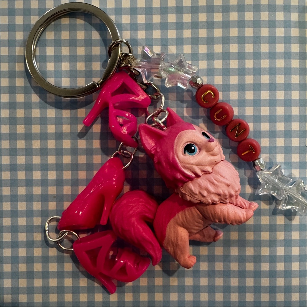 Pink Cat Keychain Charm
